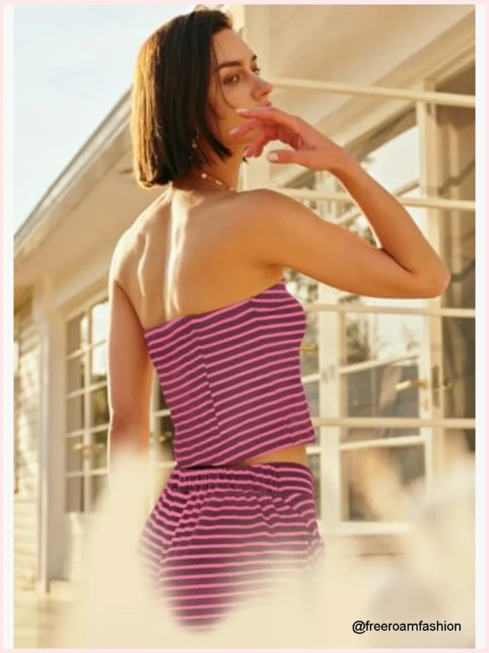 Striped Tube Top and Wide Leg Pants Matching Set Summer Lounge Y2k